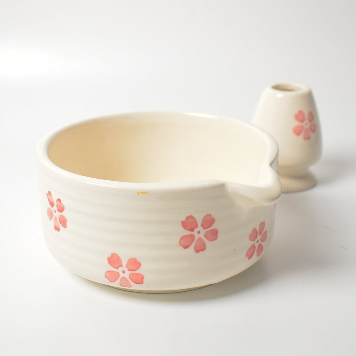 Serveerschaal | Keramieken handgeschilderde Matcha-set | Kersenbloesem set van 2