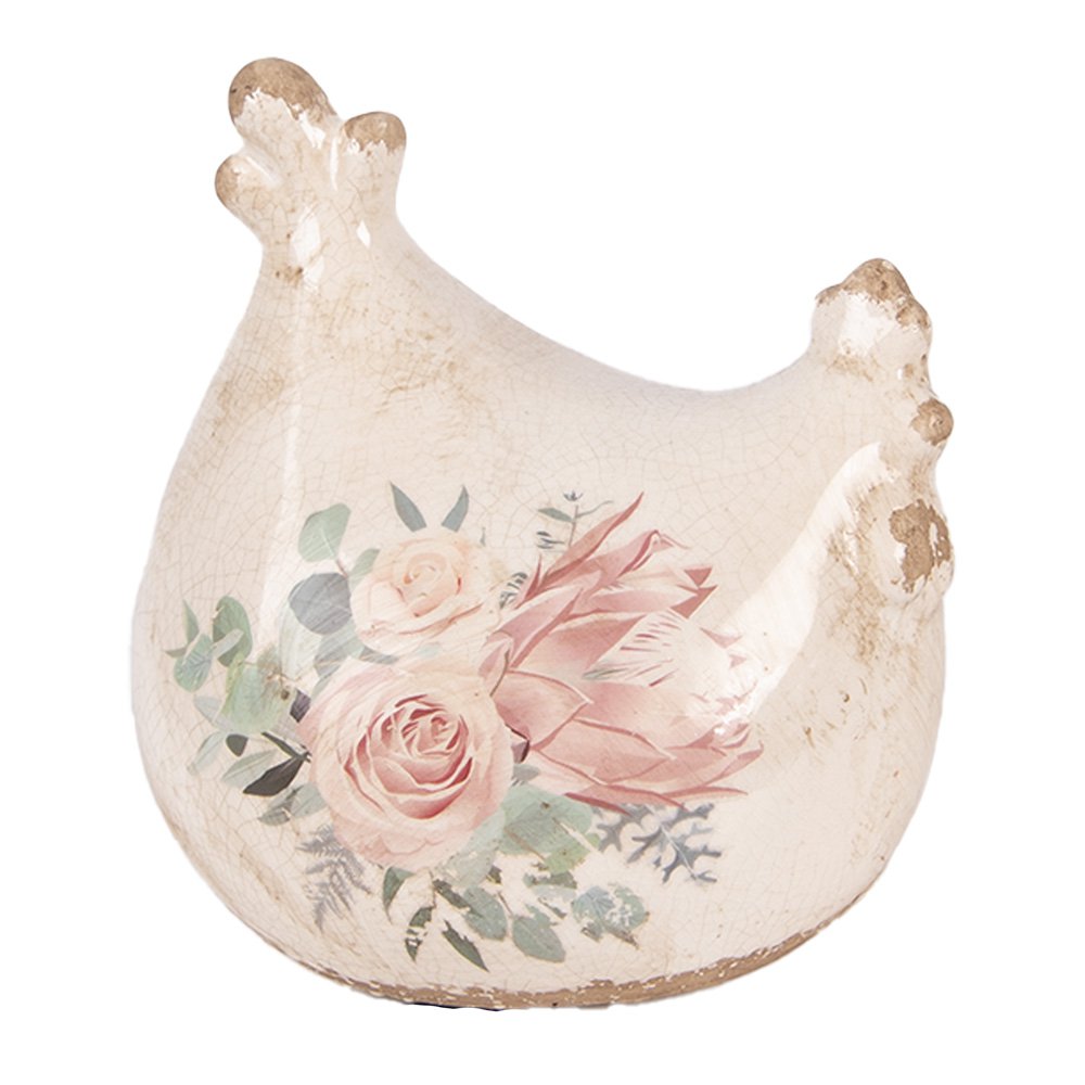 Decoratie Beeld Kip 12x11x13 cm Beige Keramiek