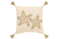 J-Line kussen Zeesterren + Kwasten - katoen - creme/beige