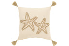 J-Line kussen Zeesterren + Kwasten - katoen - creme/beige
