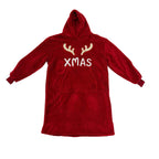 Textino X-MAS - Hoodie 70x110 cm - Volwassenen - Hoodiedeken - Kerstmis - Fietsen Rood - Rood