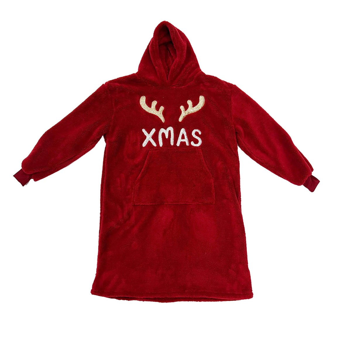 Textino X-MAS - Hoodie 70x110 cm - Volwassenen - Hoodiedeken - Kerstmis - Fietsen Rood - Rood