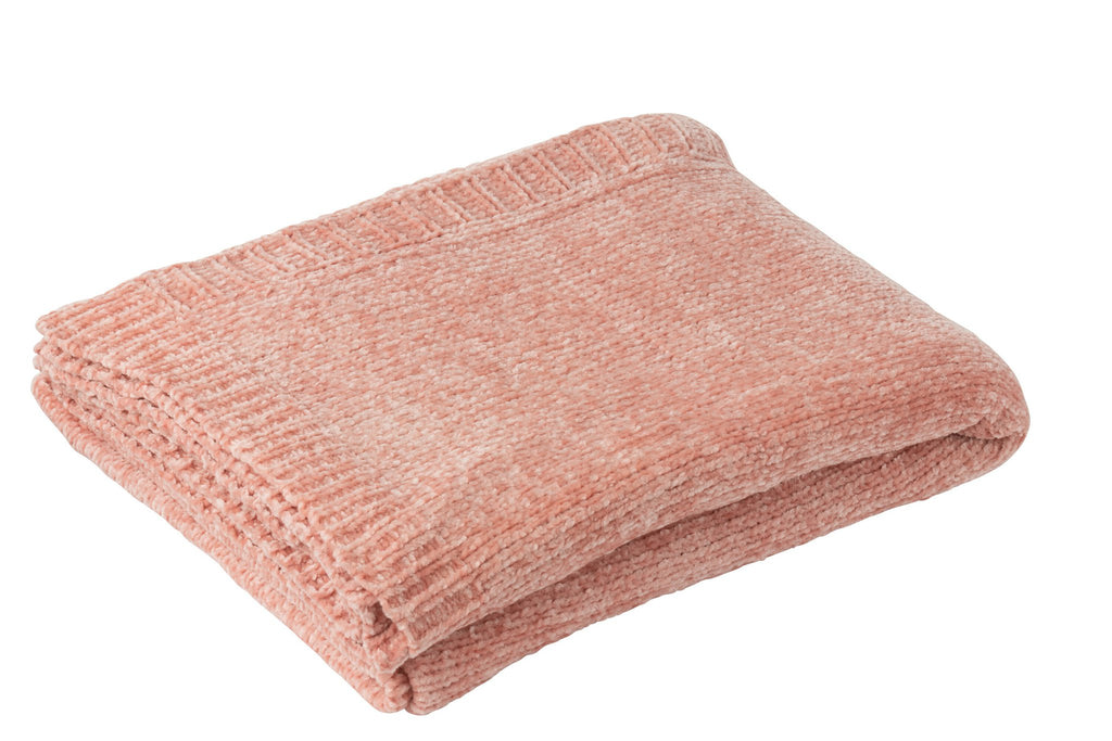 J-Line deken Chenille - polyester - roze