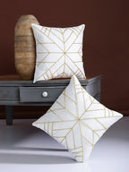Gebroken wit versierde vierkante kussenhoezen – decoratief accent – ​​40x40 cm – set van 2