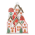 Kerstdecoratie Beeld Huis 30x8x46 cm Wit Rood Metaal