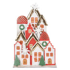 Kerstdecoratie Beeld Huis 30x8x46 cm Wit Rood Metaal