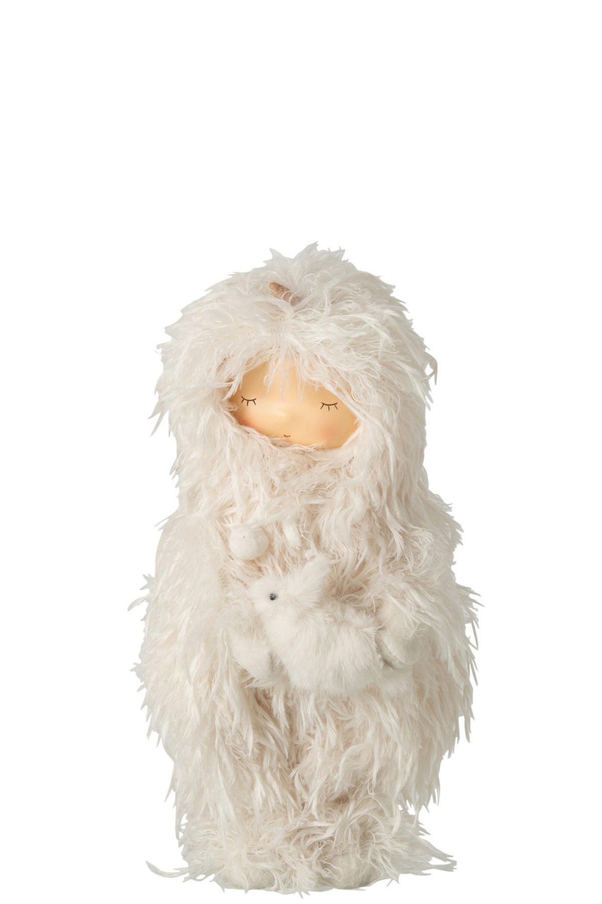 J-Line Kind met haan en konijn - polyester - wit
