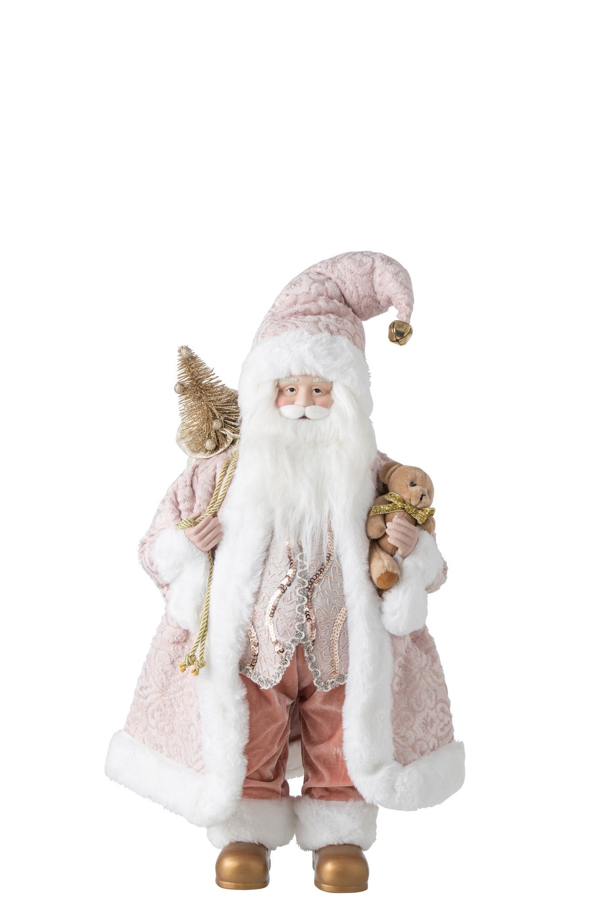 J-Line decoratie kerstman - kunststof - lichtroze - medium - LED