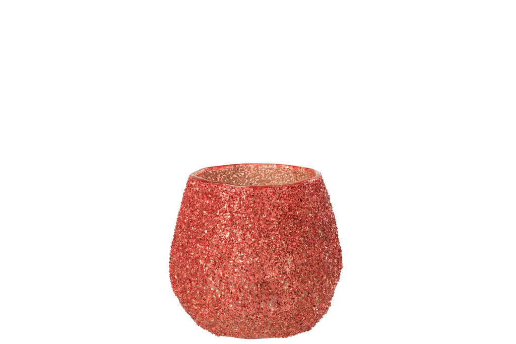 J-Line theelichthouder - glas - rood - S