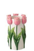 J-Line bloempot Tulp - keramiek - wit/roze - M