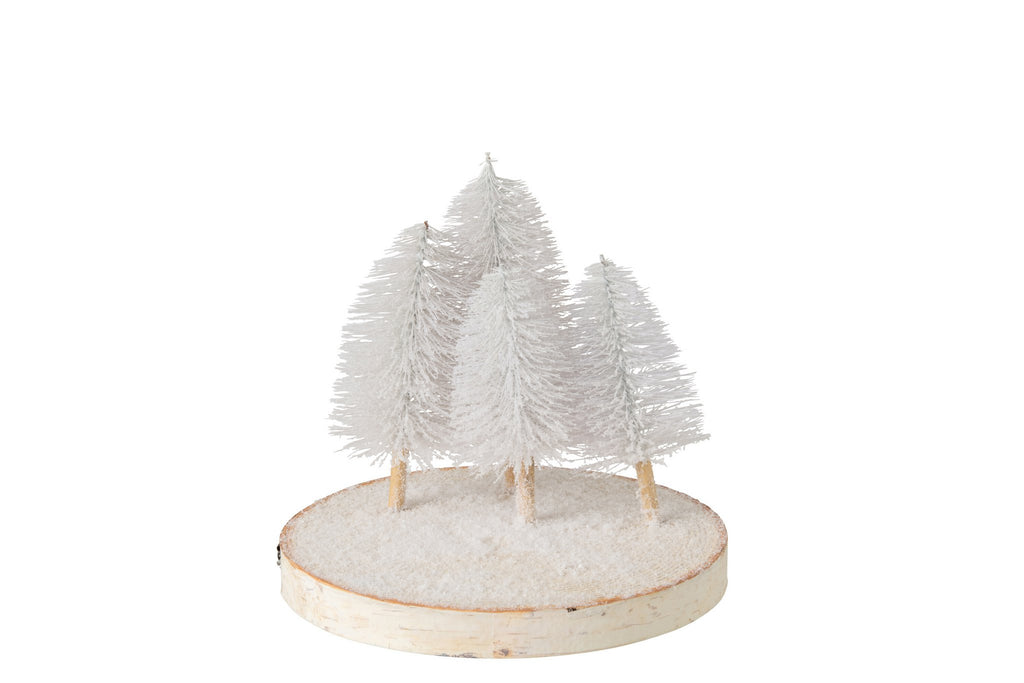 J-Line dienblad met bomen - boomschors - naturel/wit - S