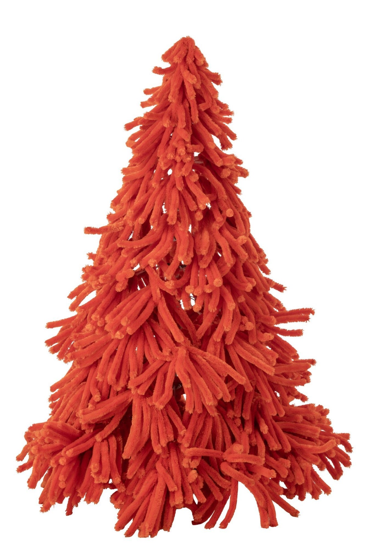 J-Line decoratie kerstboom Donzig - polyester - donkeroranje - large