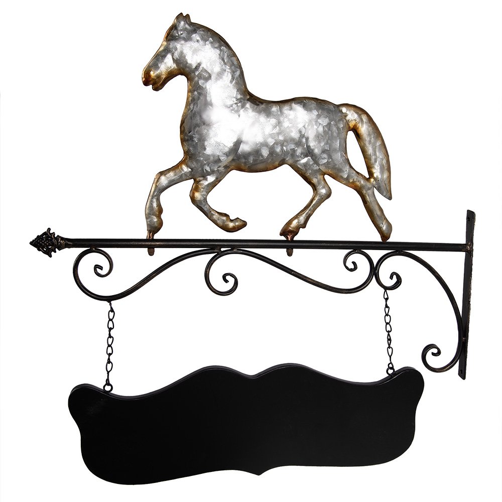 Uithangbord Paard 66x3x67 cm Grijs Metaal