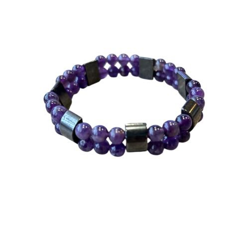 Dames armband Amethist 6 mm met Hematiet