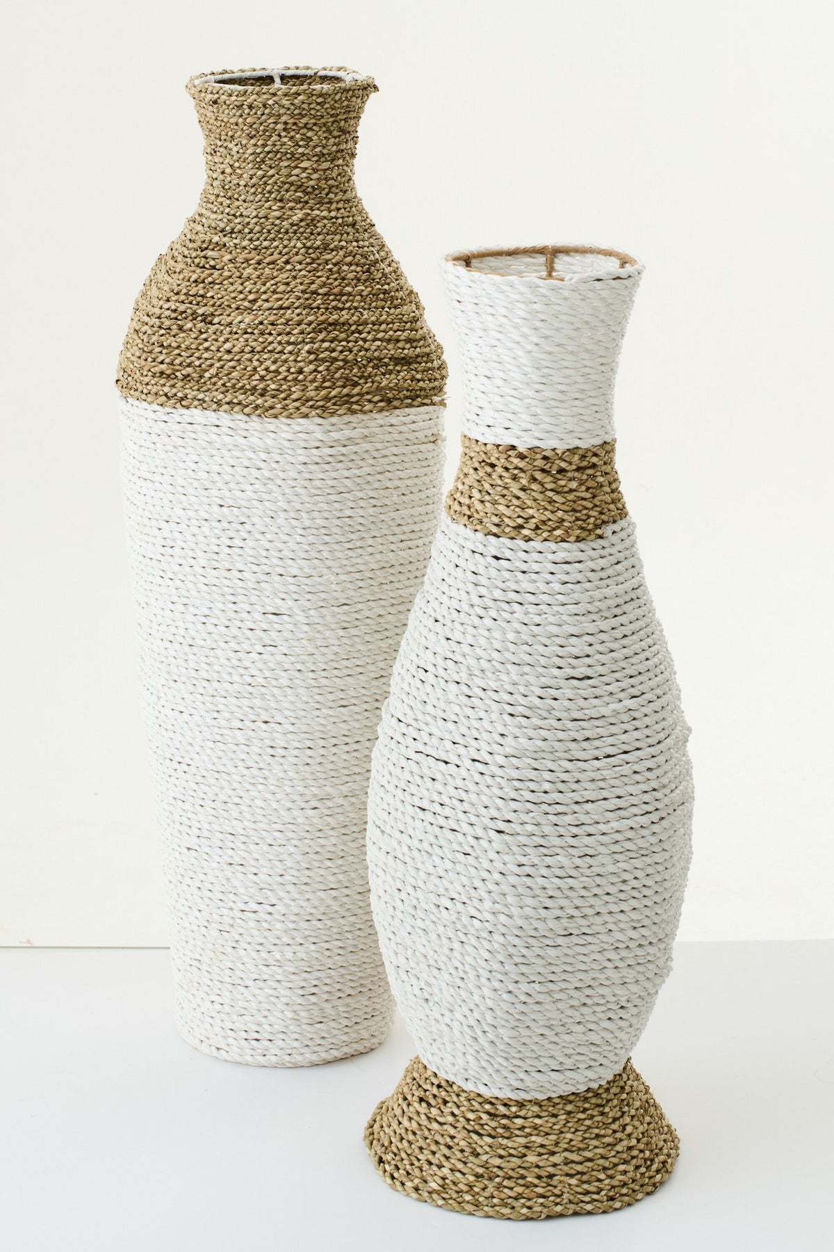 J-Line vaas - zeegras - wit/naturel
