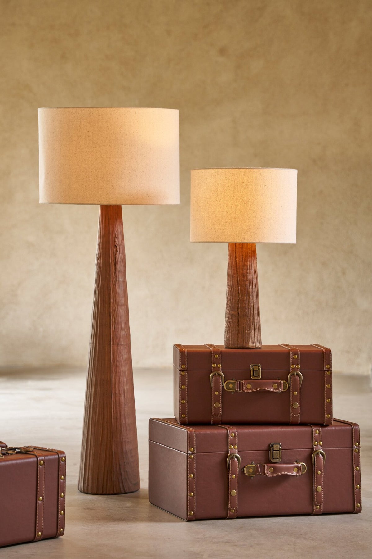 J-Line Dozen met leerlook - MDF - bruin - set van 3