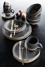 J-Line bord - keramiek - zwart/taupe - small