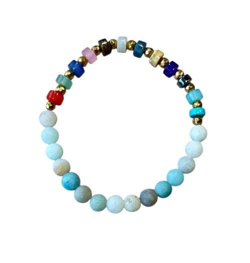 Dames armband Amazoniet mat 6 mm met spacers