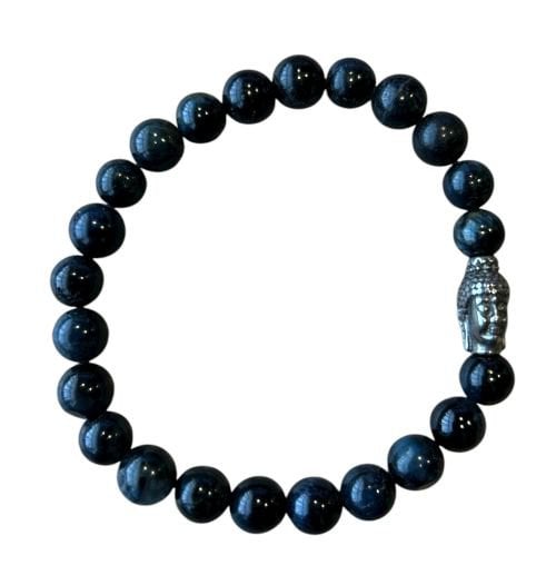 Heren armband Valkenoog 8 mm met Boeddha kraal