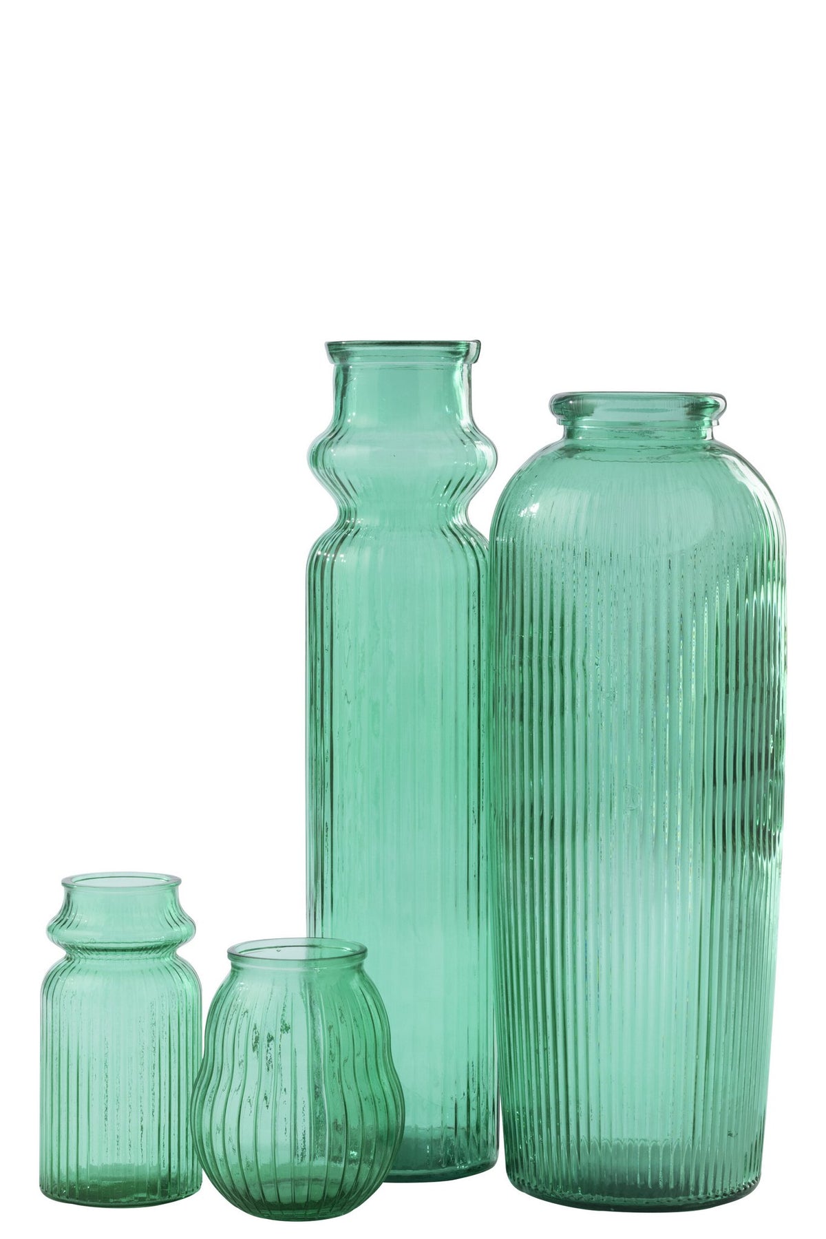 J-Line vaas Gestreept - glas - smaragdgroen