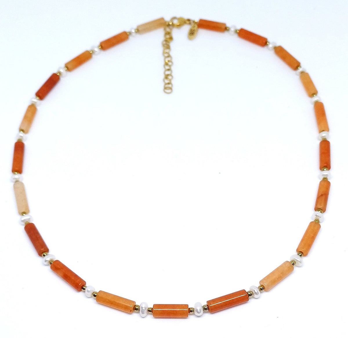 Ketting kolom edelsteen met zoetwaterparel