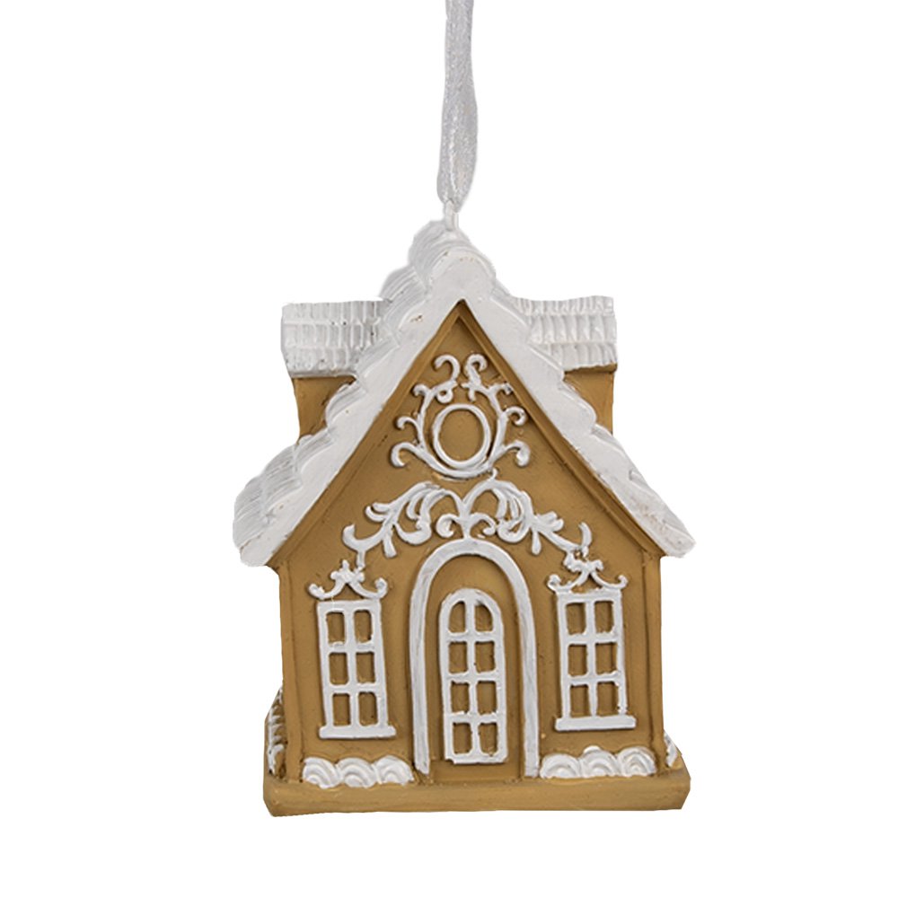 Kersthanger Gingerbread house 6x4x7 cm Bruin Polyresin Peperkoekhuisje