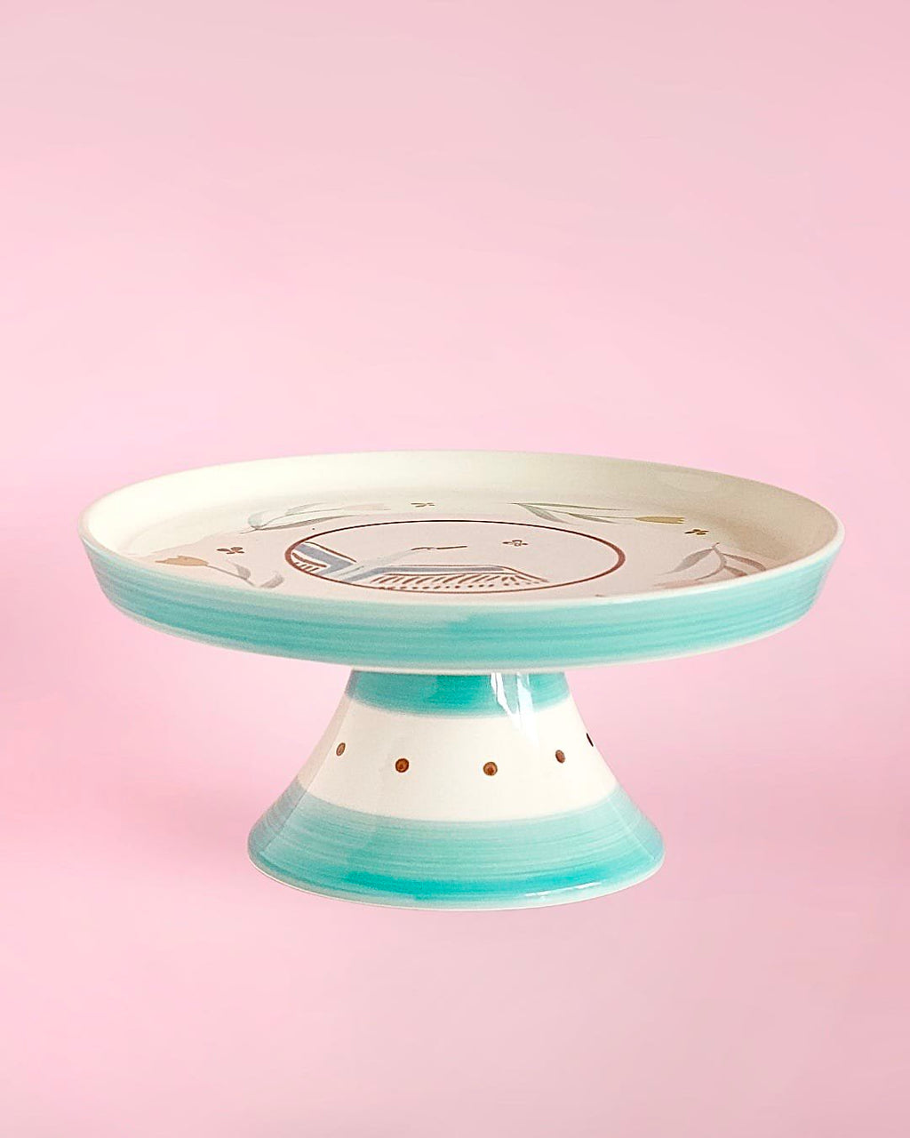 Veldleeuwerik handgeschilderde keramische taartstandaard 24 cm