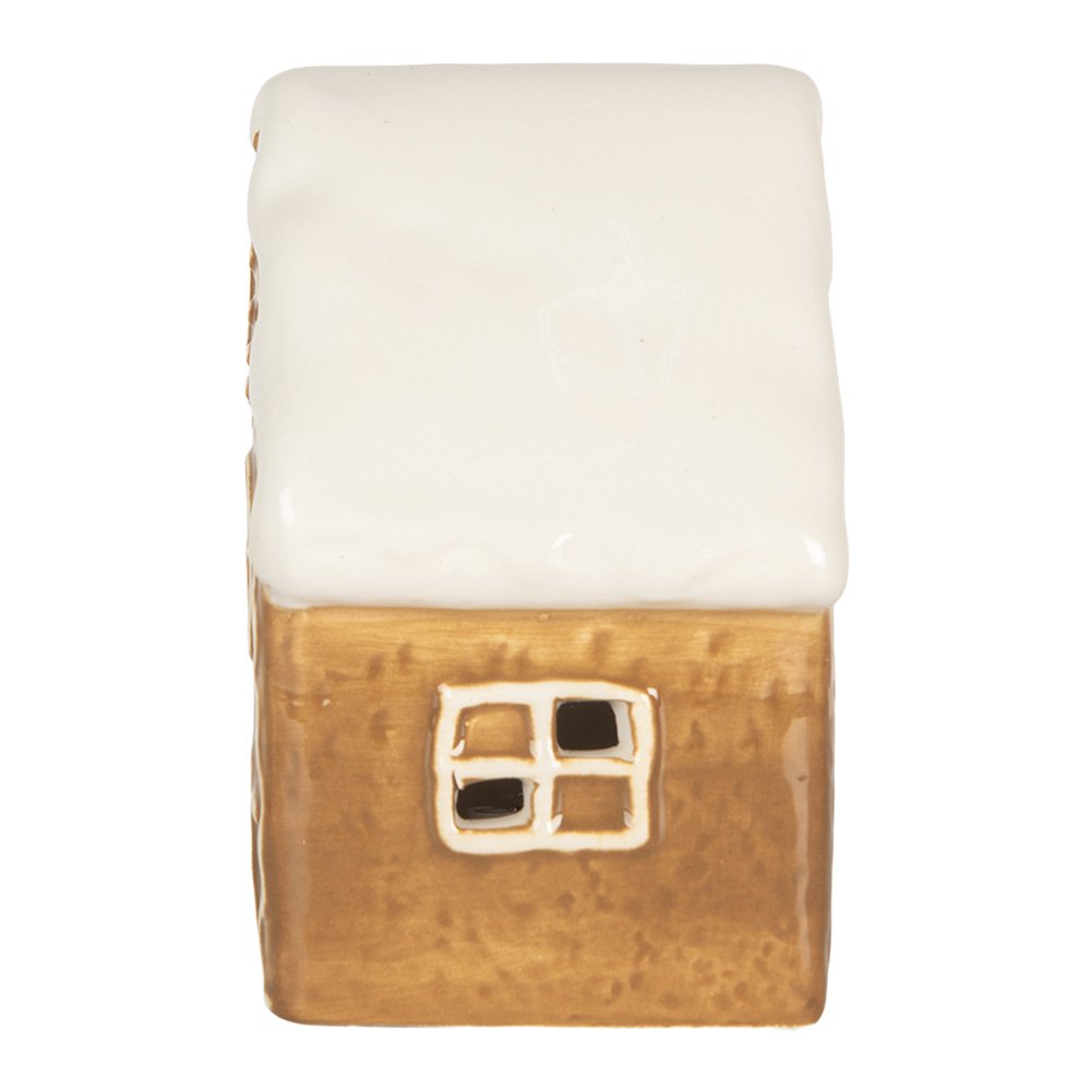Decoratie Huis met LED 8x6x11 cm Bruin Keramiek