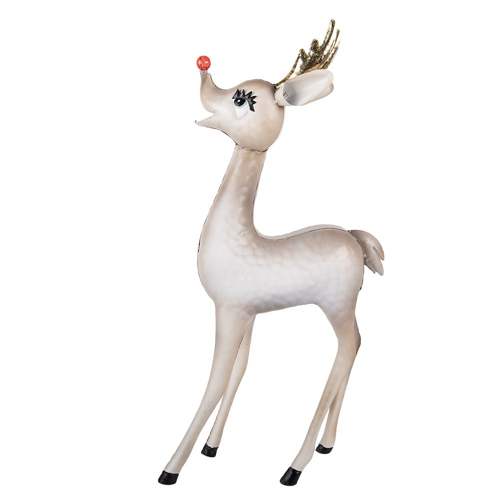 Kerstdecoratie met LED-verlichting Hert 28x10x55 cm / 2xAAA Beige Metaal