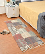 Dhurrie – Handgemaakte upcycled stof – Bedrukt – 2x5 ft