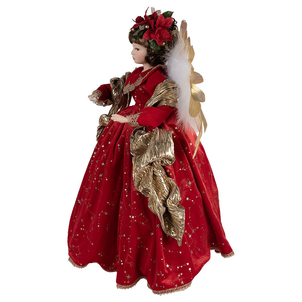 Kerstdecoratie Beld Engel 65 cm Rood Kunststof