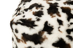 J-Line Poef met koeienmotief - polyester - wit/donkerbruin