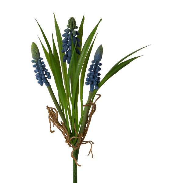Kunst Muscari op pick 22cm blauw