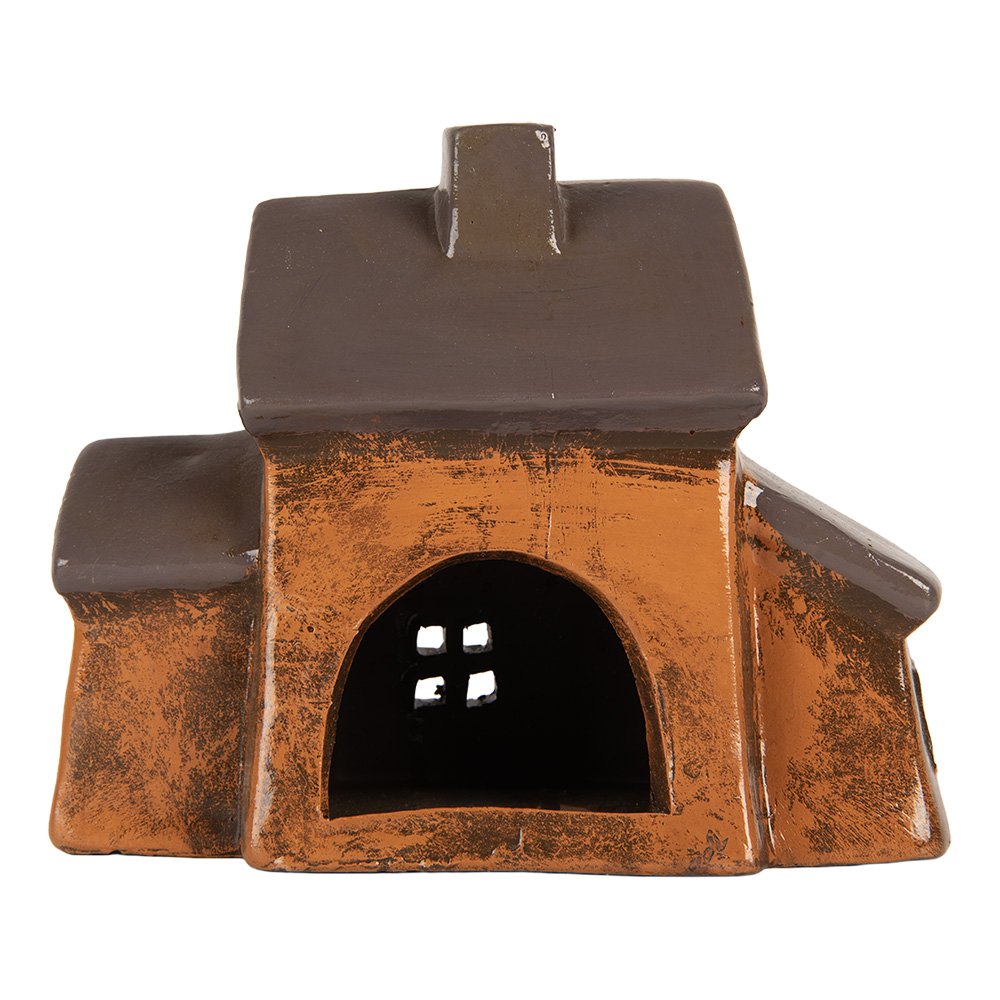 Waxinelichthouder Huis 20x11x16 cm Oranje Keramiek