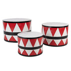 Kerstdecoratie Trommel Ø 47/ Ø 39 / Ø 31 cm Wit Rood Metaal