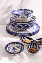 J-Line kom Granada High - keramiek - wit/blauw - medium - Ø 22 cm