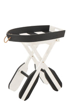 J-Line bijzettafel Boot Gestreept - hout - zwart/wit