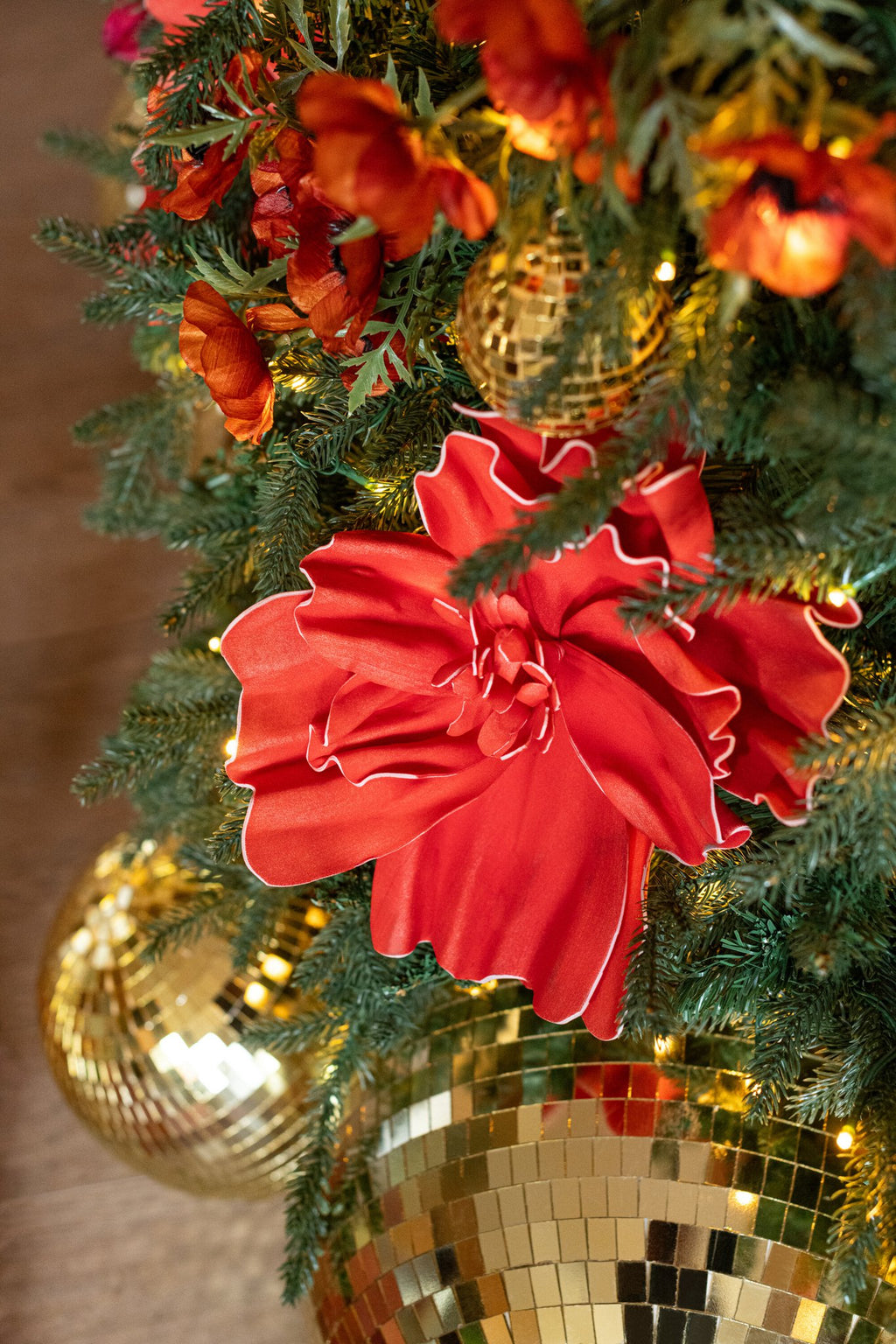 J-Line decoratie Bloem Eva - rubber - koraalrood - L