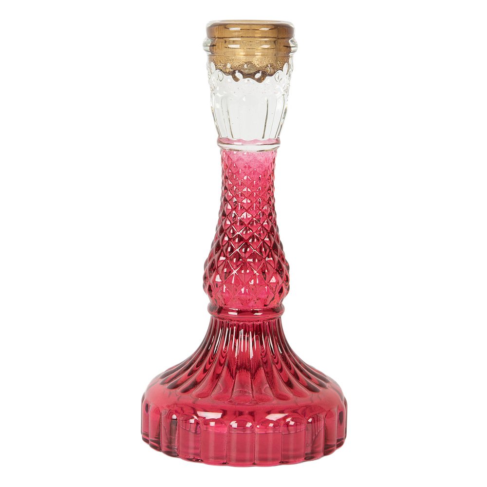 Kandelaar Ø 9x17 cm Roze Glas