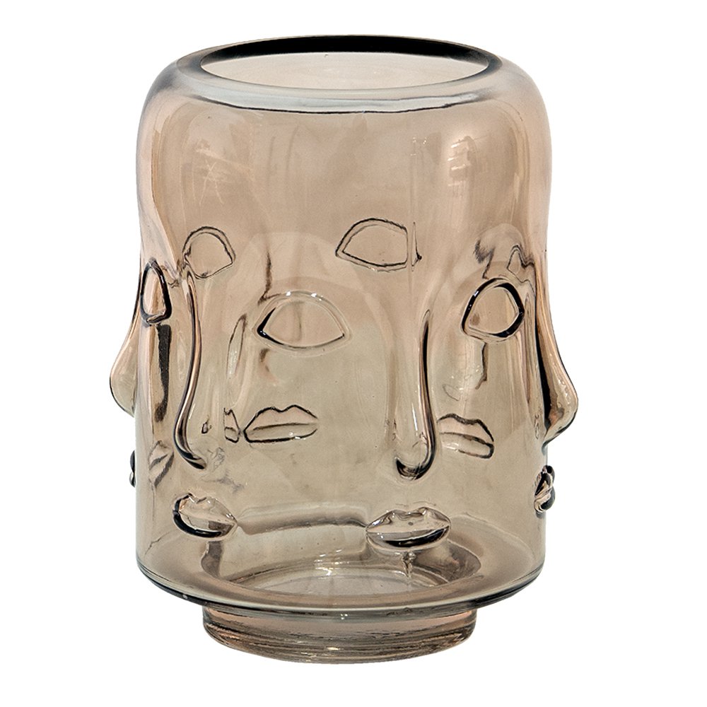 Vaas Ø 14x18 cm Bruin Glas Bloempot Binnen