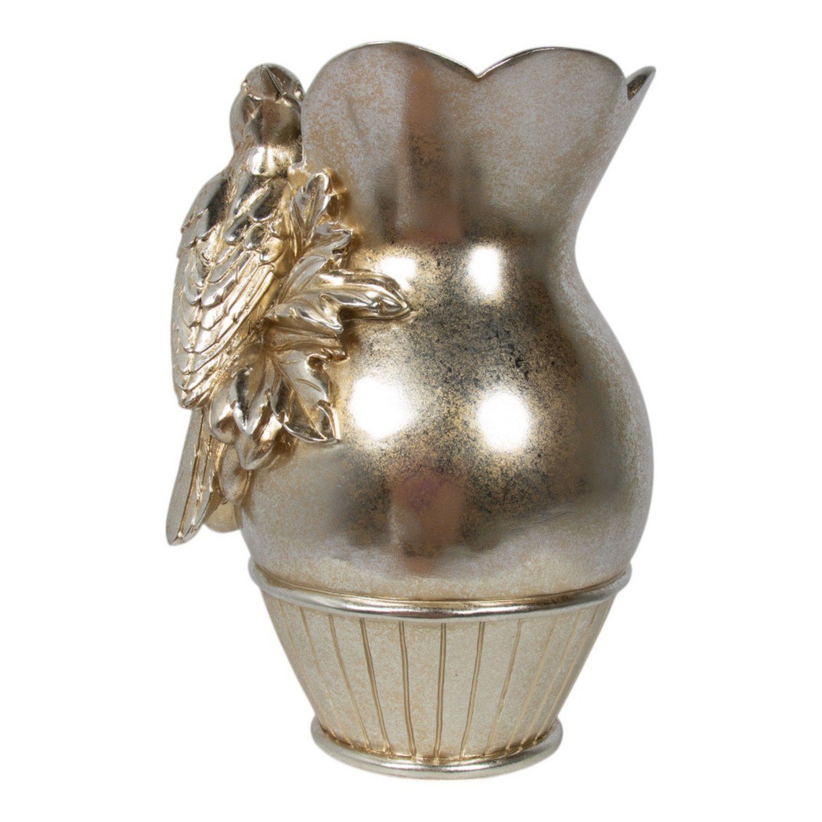 Vaas Vogel hars zilver 18x16x26cm