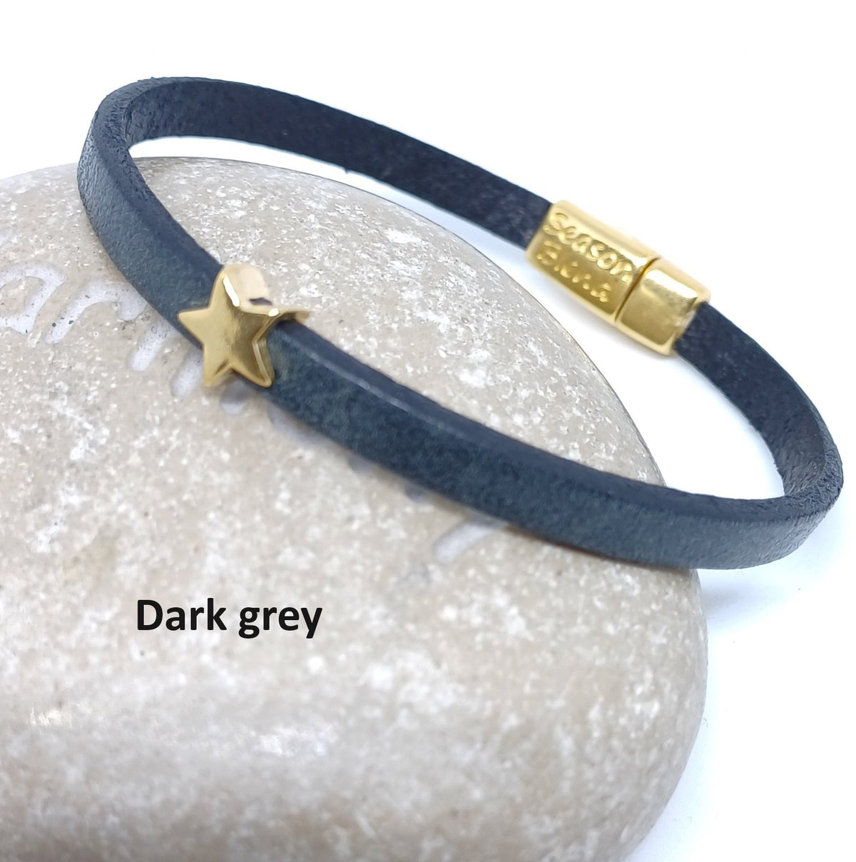 Semplice leren armband tiny star 24K verguld