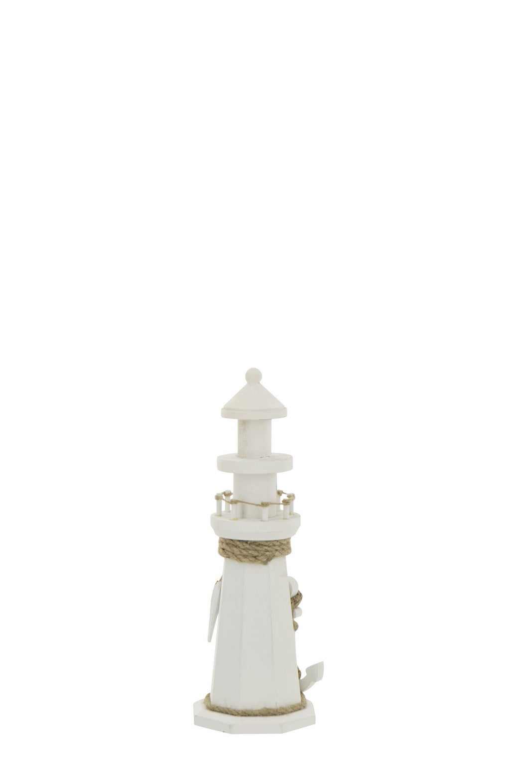J-Line decoratie Vuurtoren - hout/touw - wit - S
