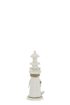 J-Line decoratie Vuurtoren - hout/touw - wit - S