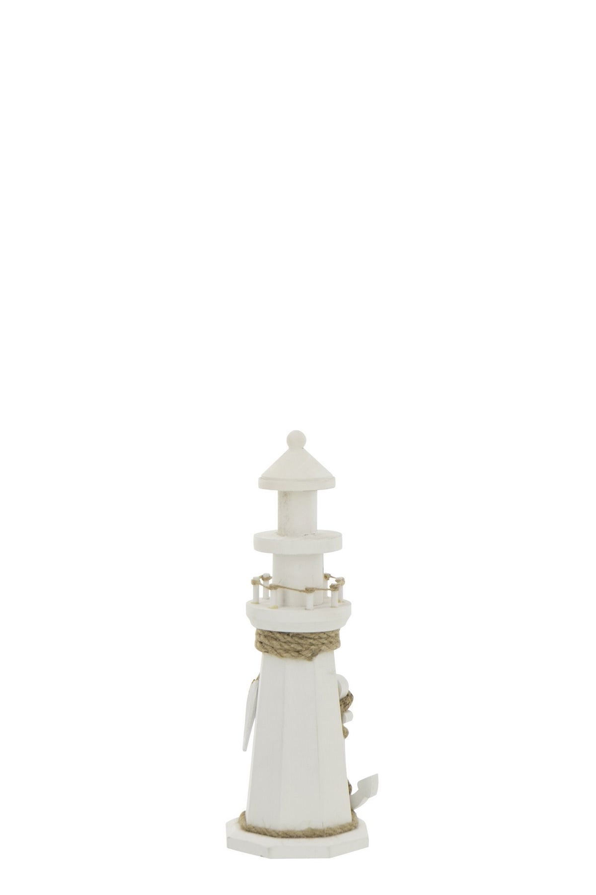 J-Line decoratie Vuurtoren - hout/touw - wit - S