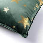 Textino Stars - Kussen 45x45 cm - Kerstdecoratie - Fluweel - Bergzicht - Groen