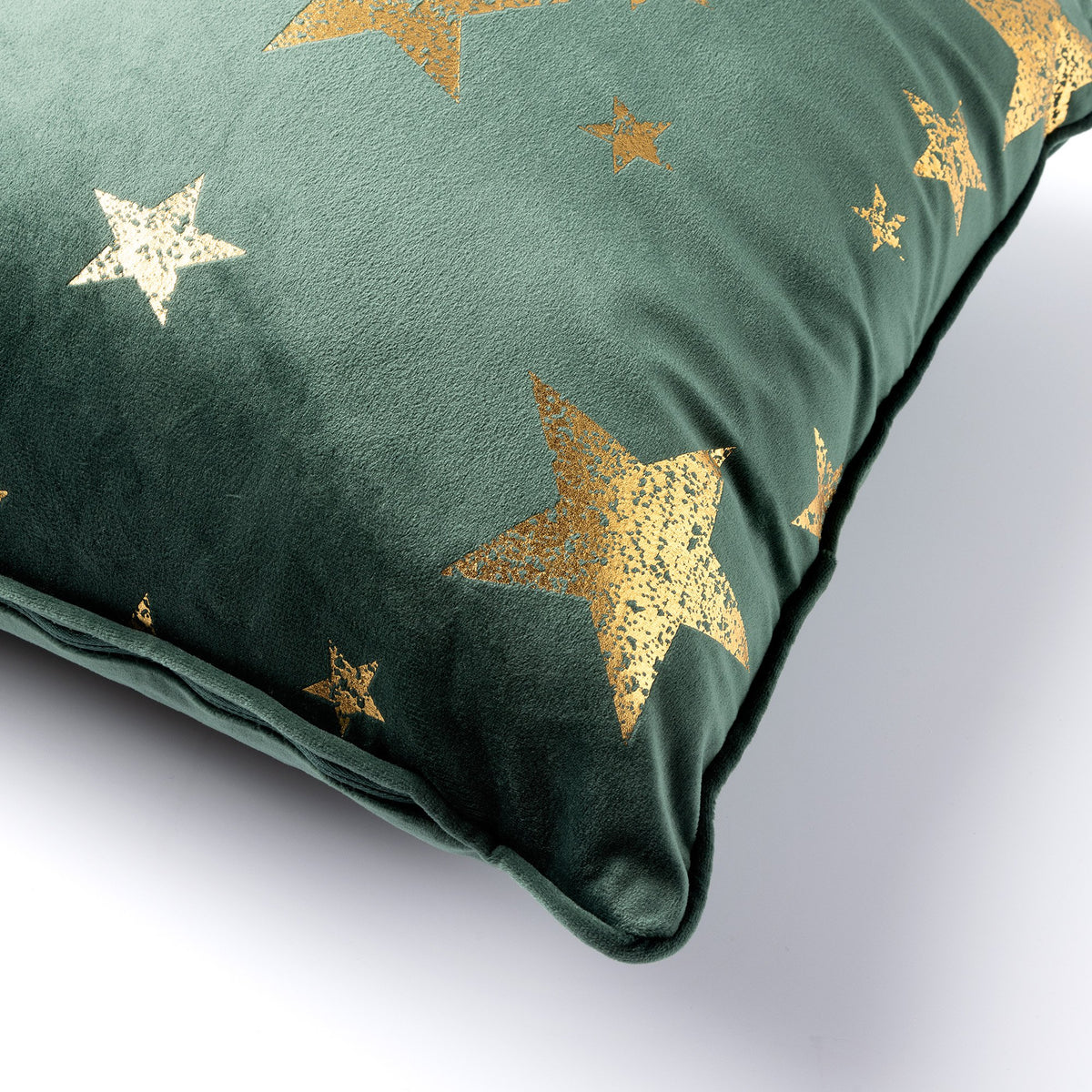 Textino Stars - Kussen 45x45 cm - Kerstdecoratie - Fluweel - Bergzicht - Groen