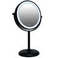 Metalen oplaadbare LED make-up spiegel zwart / Ø17,5cm