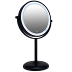 Metalen oplaadbare LED make-up spiegel zwart / Ø17,5cm