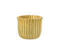 J-Line bloempot Geribbeld - cement - goud - large